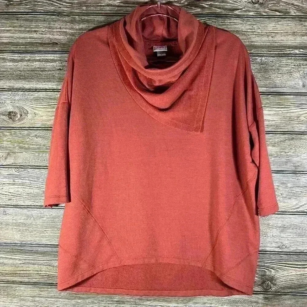Daytrip 3/4 Sleeve Rust Orange Cowl Neck Sweatshirt Womens Top Size Medium